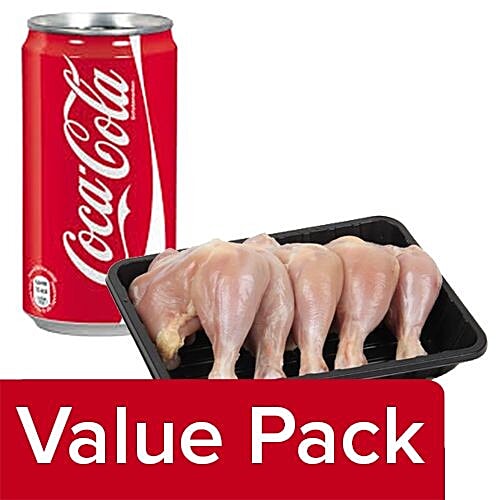 bb Combo Fresho Meat Chicken Leg - Without Skin 1 kg + Coca Cola Soft Drink 300 ml, Combo 2 Items 
