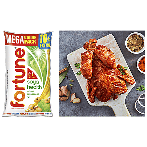 bb Combo Fresho Meat Chicken - Tandoori 900 g+ Fortune Refined Oil - Soya Bean 1 kg, Combo (2 Items) 