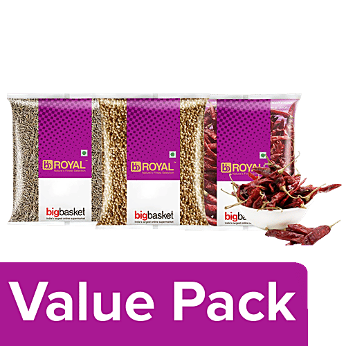 bb Royal Red Chilli/Lal Mirch 200g + Coriander/Dhania Seeds 200g + Cumin/Jeera Whole 200g, Combo  
