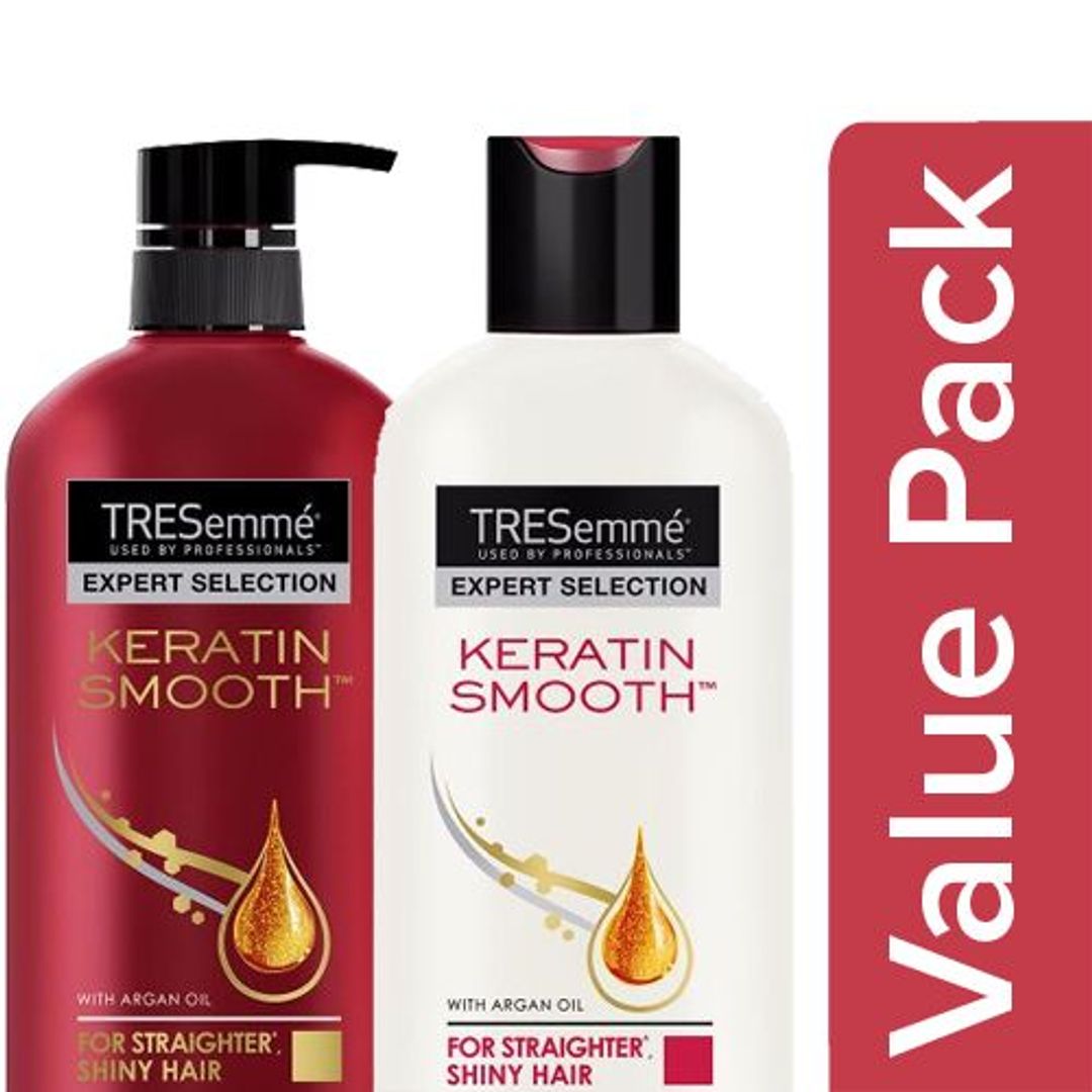 Tresemme Keratin Smooth Argan Oil Shampoo 580ml + Keratin Smooth Conditioner 190ml, Combo 2 Items