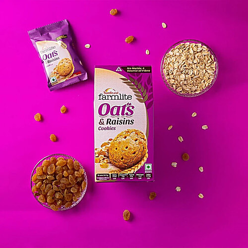 Sunfeast Farmlite Biscuit - Oats & Raisins, 3x150 g  