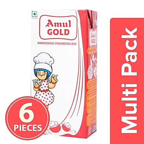Buy Amul Gold Homogenised Standardised Milk 6x1 L (Multipack) Online at