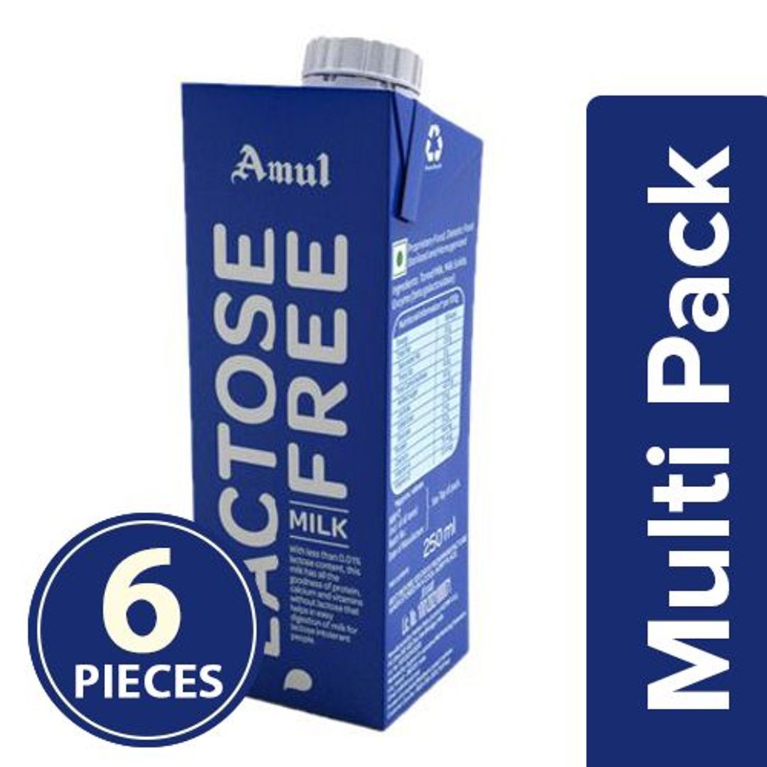 Amul Lactose Free Milk, 6x250 ml Multipack