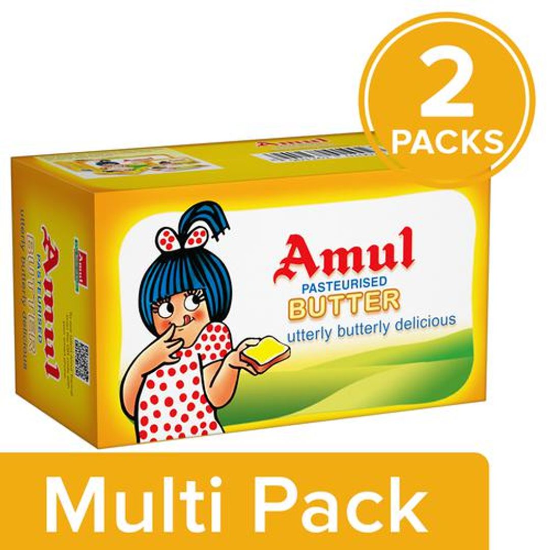 Amul Butter - Pasteurized, 2x500 g Multipack