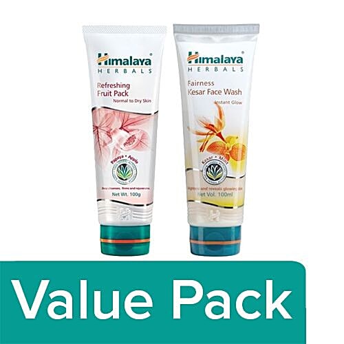 Buy Himalaya Pack Refreshing Fruit 100 Gm Face Wash Fairness Kesar 100 Ml Combo Online at the