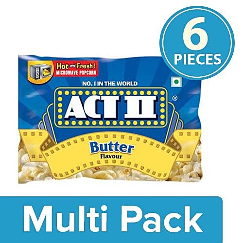 ACT II Butter Flavour Microwave Popcorn - Small Pack, 6x99 g (Multipack) Hot & Fresh# in mins