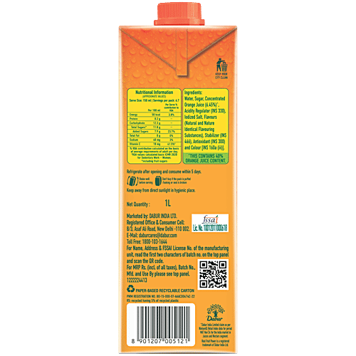 Real Fruit Power - Orange, 2x1 L Multipack 