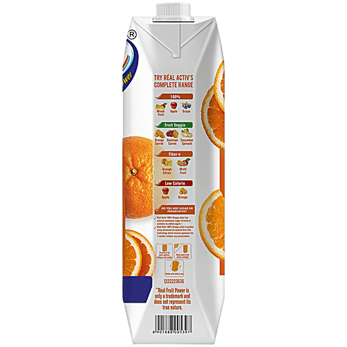 Real Activ Juice - Orange, With No Added Sugar, 2x1 L Multipack