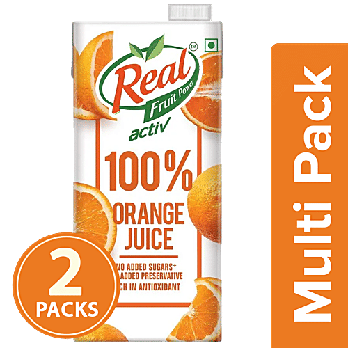 Real Activ Juice - Orange, With No Added Sugar, 2x1 L Multipack 