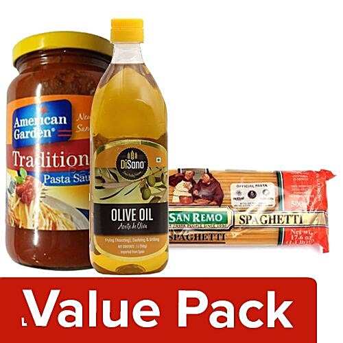 bb Combo San Remo Pasta 500G + Disano Olive Oil Pure 1L +American Garden Pasta Sauce 397G, Combo 3 Items 
