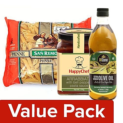 bb Combo San Remo Pasta 500G+Disano Olive Oil Extra Virgin 1L+Happy Chef Pasta Sauce 270G, Combo 3 Items 