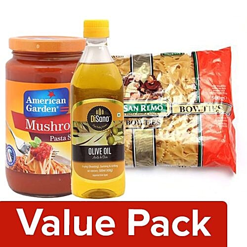 bb Combo San Remo Pasta 500G+Disano Olive Oil Pure 500ml+American Garden Pasta Sauce 397G, Combo 3 Items 