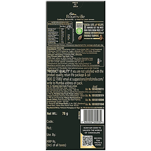 Cadbury Bournville Cranberry 50% Dark Chocolate Bar, 3x78 g (Multipack) 