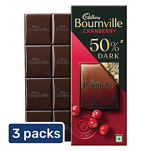 Cadbury Bournville Cranberry 50% Dark Chocolate Bar, 3x78 g (Multipack) 