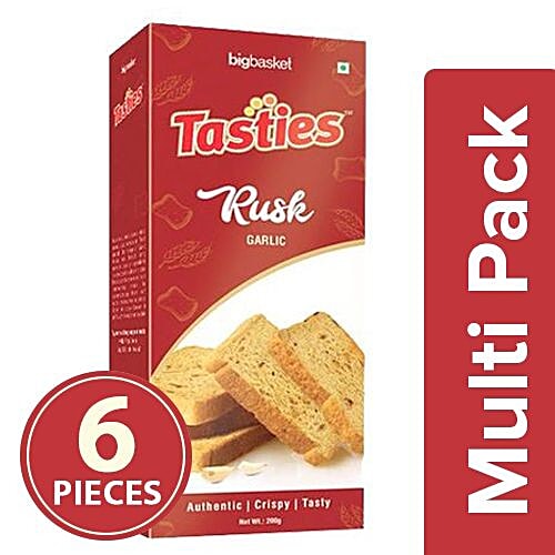 Tasties Rusk - Garlic, 6x200 g Multipack 