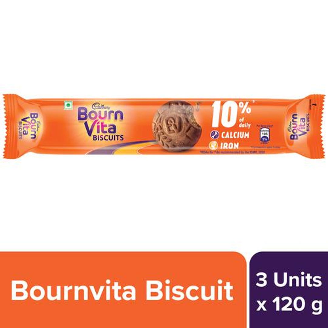 Cadbury Bournvita Biscuits, 3 x 120 g Multipack