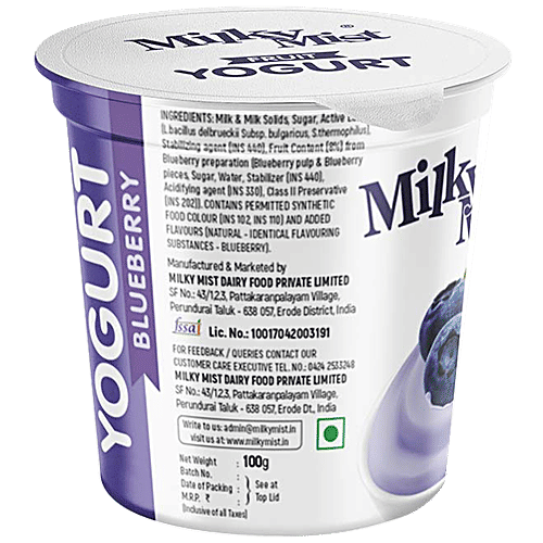 Milky Mist Fruit Yoghurt - Blueberry, 4x100 g Multipack 