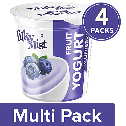 Milky Mist Fruit Yoghurt - Blueberry, 4x100 g Multipack 