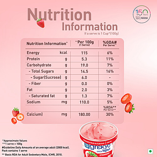 Buy Nestle A+ Greek Yoghurt Strawberry 4x100 gm (Multipack) Online at