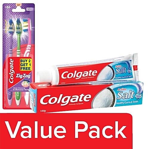 Buy Colgate Toothpaste Active Salt 200G Toothbrush Zigzag 2Pcs Buy 2