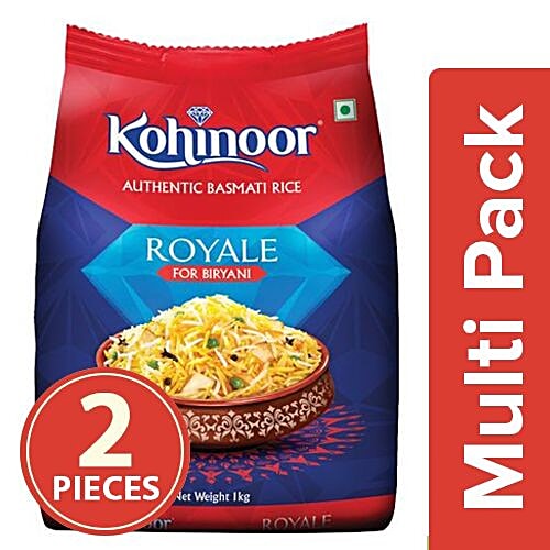Kohinoor Authentic Basmati Rice - Royale for Biryani, 2x1 kg Multipack 