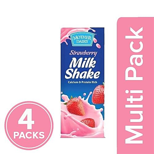 Buy mother dairy Milk Shake Strawberry Carton 4x200 ml (Multipack