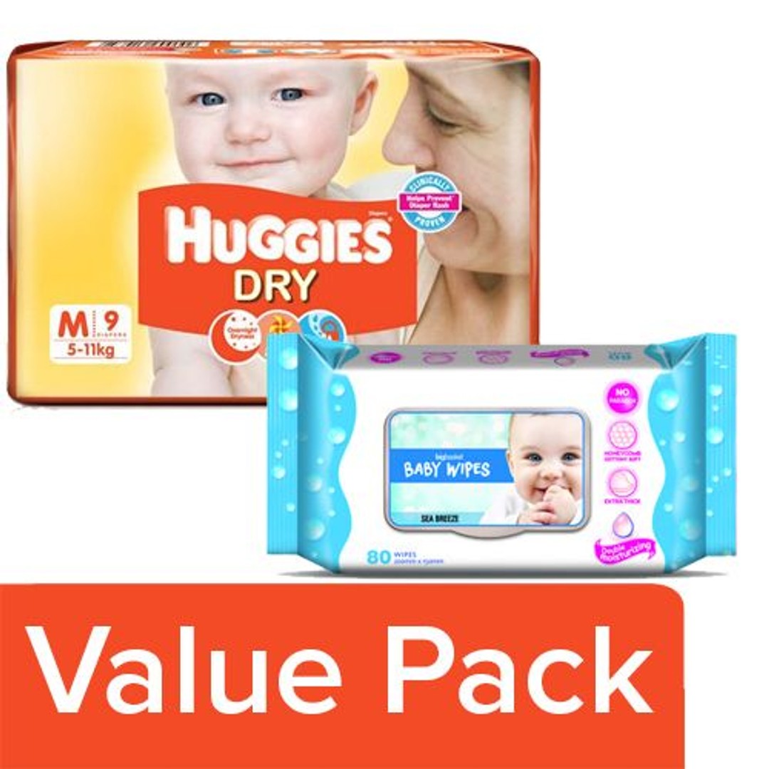 Buy Bb Combo Huggies Dry Diapers Medium 5 11Kg 9Pcs Bigbasket Baby
