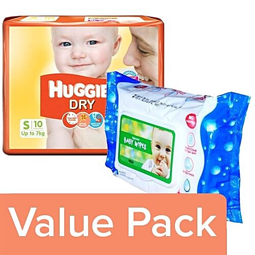 Buy bb Combo Huggies New Dry Diapers Small 10 Pcs + Bigbasket Baby