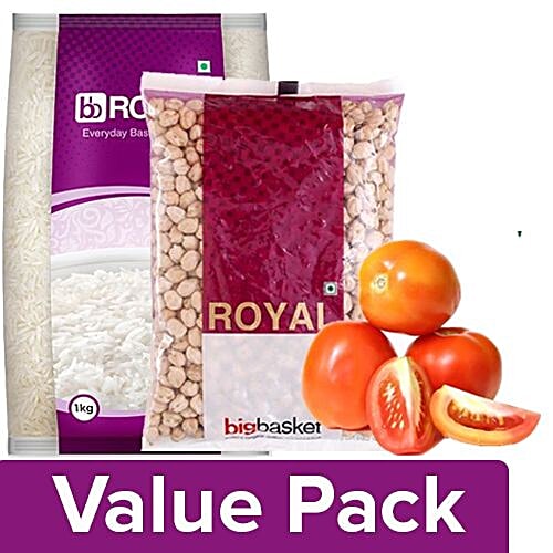 bb Combo BB Royal Basmati Rice - Everyday 1kg + Channa - Kabuli 500gm + Fresho Tomato 1kg, Combo 3 Items 