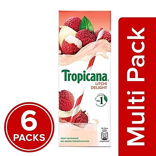 Tropicana Fruit Juice - Litchi Delight, 6x200 ml Multipack 
