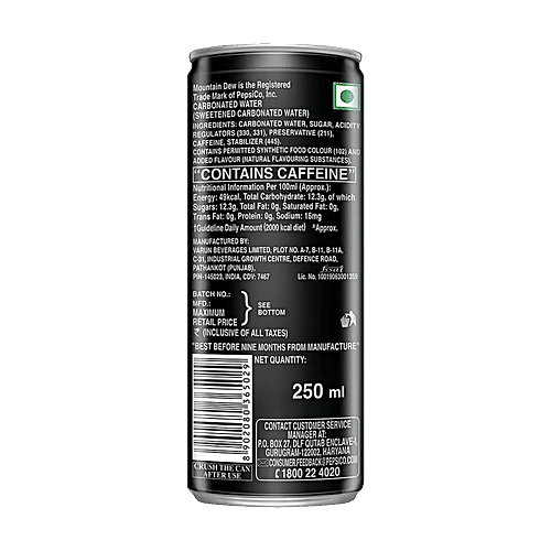 Mountain Dew Soft Drink, 6x250 ml Multipack 