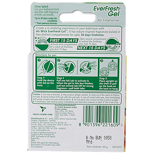 Air wick Everfresh Gel - Citrus Splash, 4x50 g Multipack 