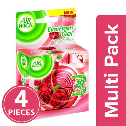 Airwick Everfresh Gel Bathroom Air Freshener, Velvet Rose, 50 gm each (Pack of 4) 