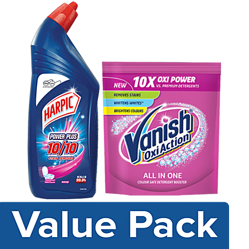bb Combo Harpic Disinfectant Toilet Cleaner, Rose 1 L + Vanish Stain Removal Powder 400 g, Combo (Pack of 2) 