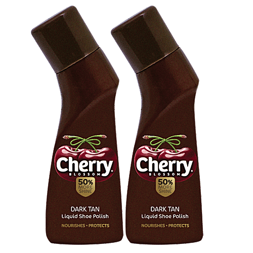 Cherry Blossom Liquid Shoe Polish - Dark Tan, 75 ml (Pack of 2)