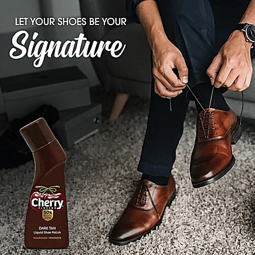 Cherry Blossom Liquid Shoe Polish - Dark Tan, 75 ml (Pack of 2)