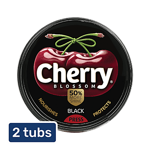 Cherry Blossom Wax Shoe Polish - Black, 40 g (Pack of 2) 