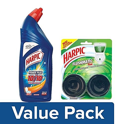 Buy Harpic Toilet Cleaner Orange 1 Ltr + Toilet Cleaner Flushmatic
