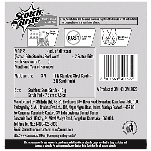 Scotch brite Steel Scrubber Combo, 3x1 pc Multipack 