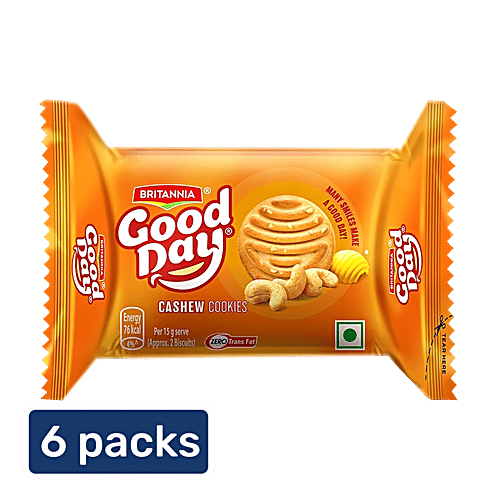 Britannia Good Day Cashew Cookies, 6x60 g Multipack