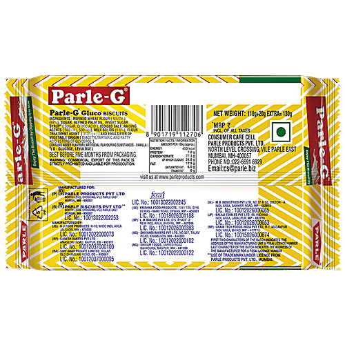 Parle Gluco Biscuits - Parle-G, 6x130 g Multipack 