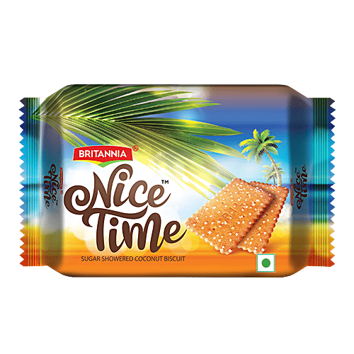 Britannia Nice Time - Sugar Showered Coconut Biscuits, 6x73 g Multipack 