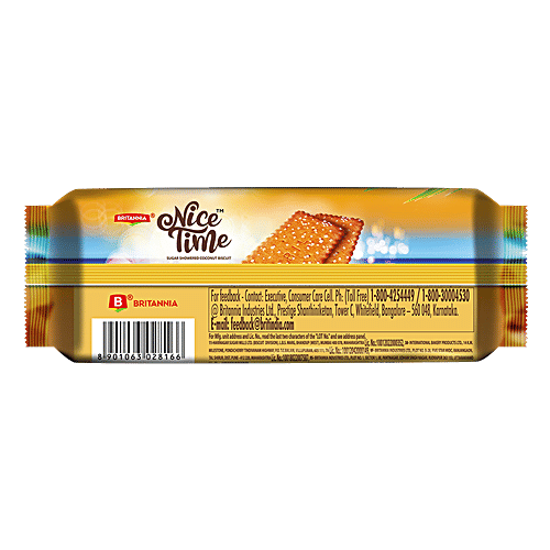 Britannia Nice Time - Sugar Showered Coconut Biscuits, 3x150 g Multipack 