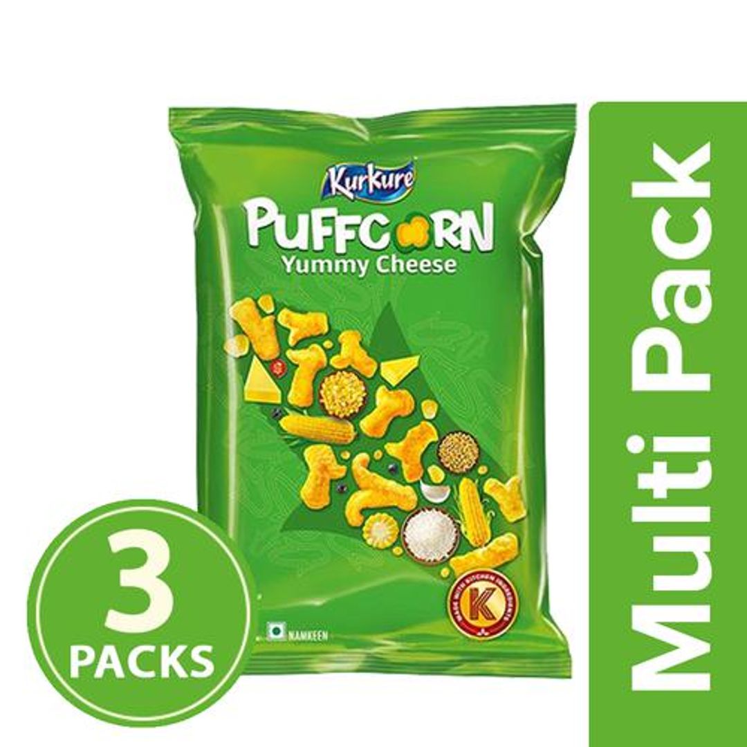Kurkure Namkeen - Puffcorn Yummy Cheese, 3x55 g Multipack