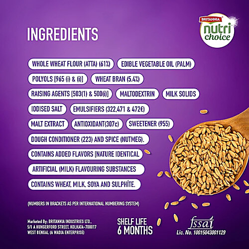 Britannia Nutrichoice Digestive Zero Biscuits, 6x91.7 g (Multipack)