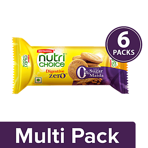 Britannia NutriChoice Digestive Zero High Fibre Biscuits - No Maida No Added Sugar, 6x100 g Multipack 