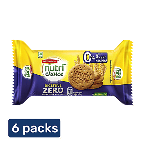 Britannia Nutrichoice Digestive Zero Biscuits, 6x91.7 g (Multipack)