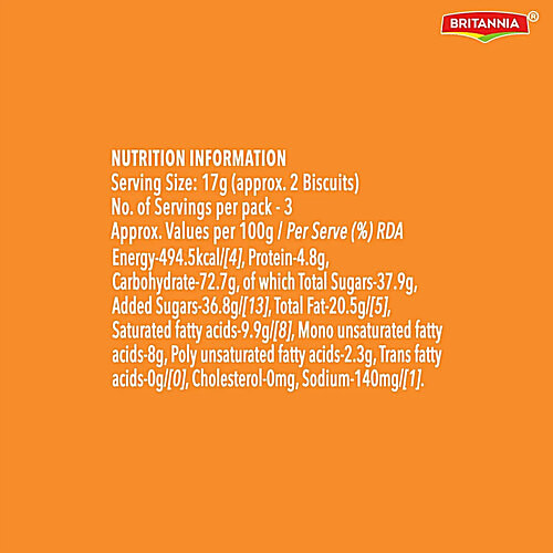 Britannia Treat - Orange Biscuits, 6x60 g Multipack 