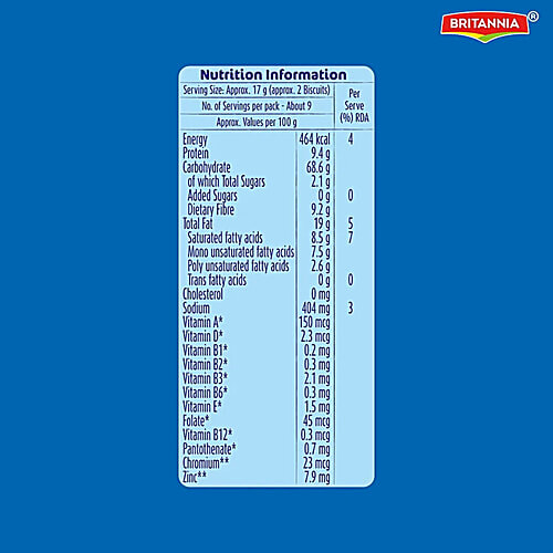 Britannia NutriChoice Essentials - Oats Cookies With No Added Sugar, 2x150 g Multipack 