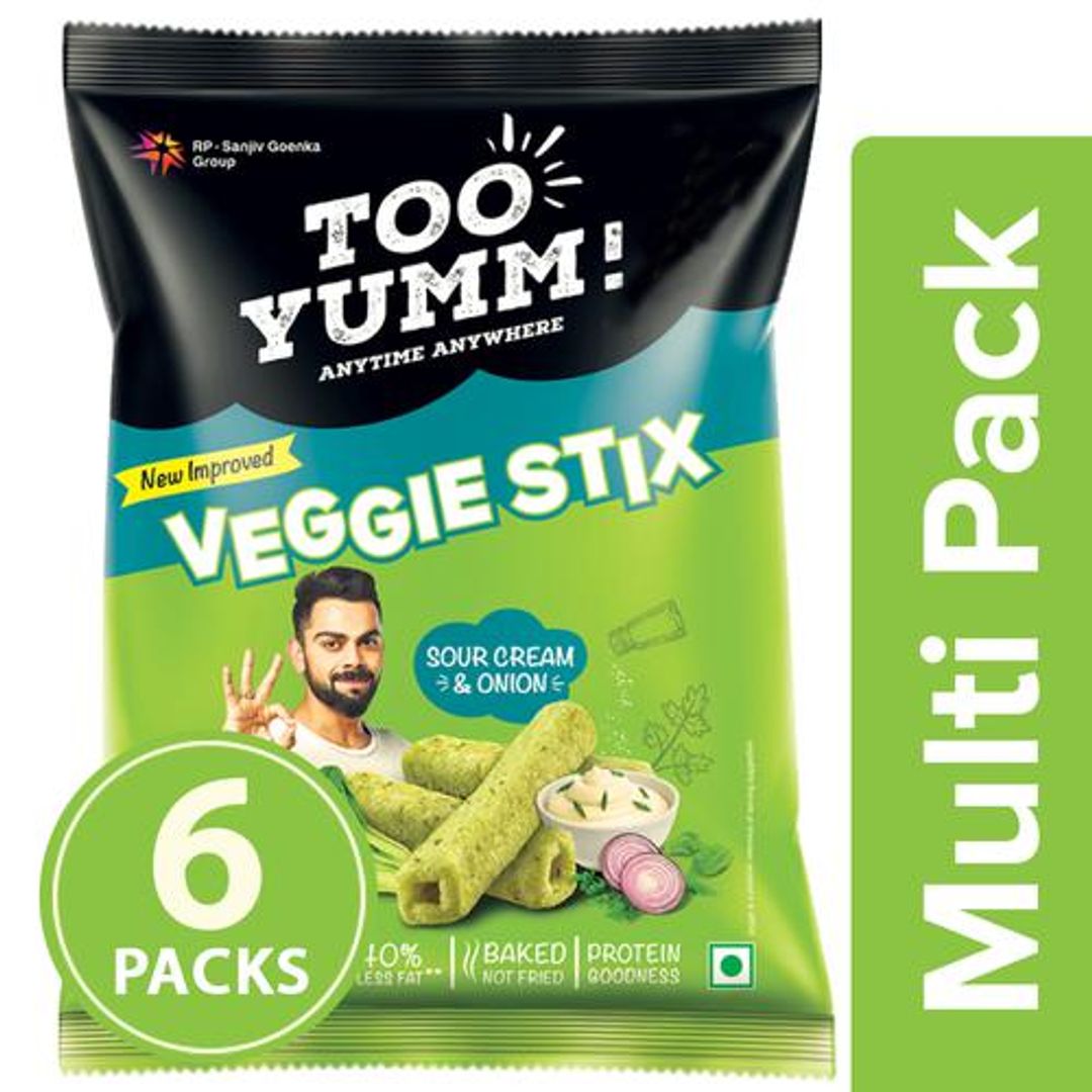 Too Yumm! Veggie Stix - Sour Cream & Onion, 6x25 g Multipack